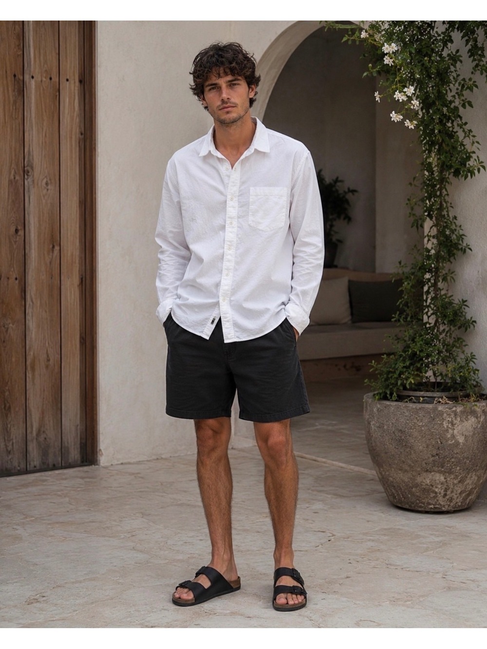 American Eagle Men's white button-front shirt